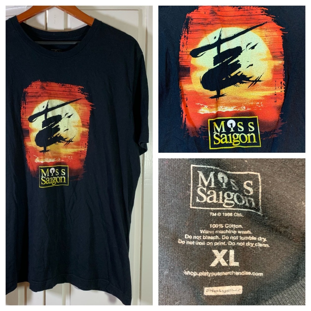 Vintage Miss Saigon T Shirt XL Black 1998 Musical‎ Broadway Graphic Tee Playbill